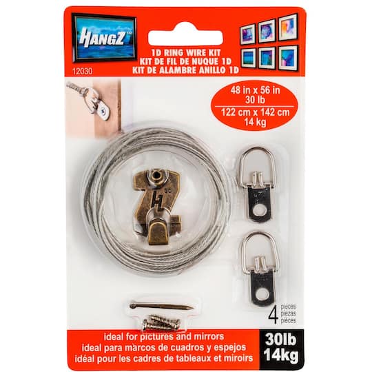 HangZ&#x2122; 30lb. 1 Hole D Ring Wire Kit 